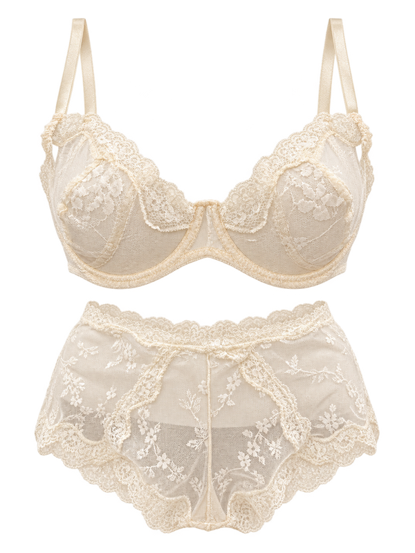 Ekru Dantel Bralet Takımı