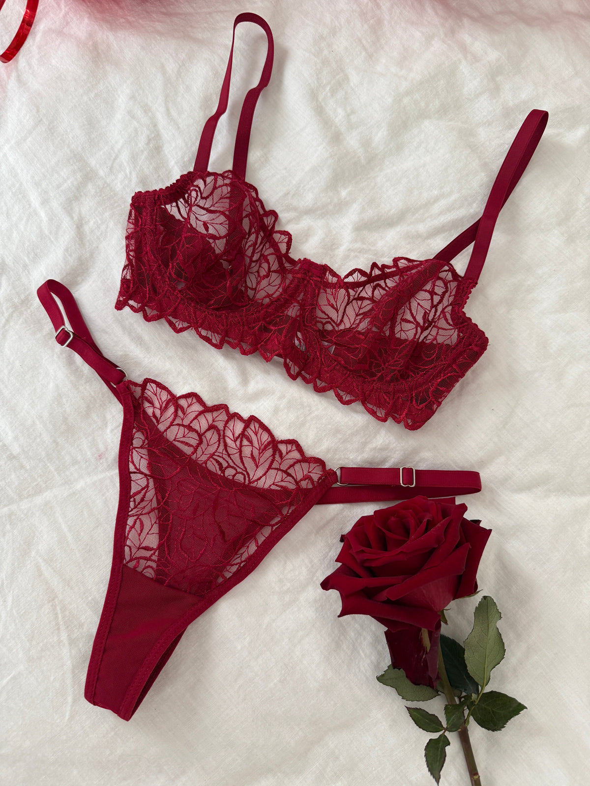 Jasmin Bordo Bralet Takımı