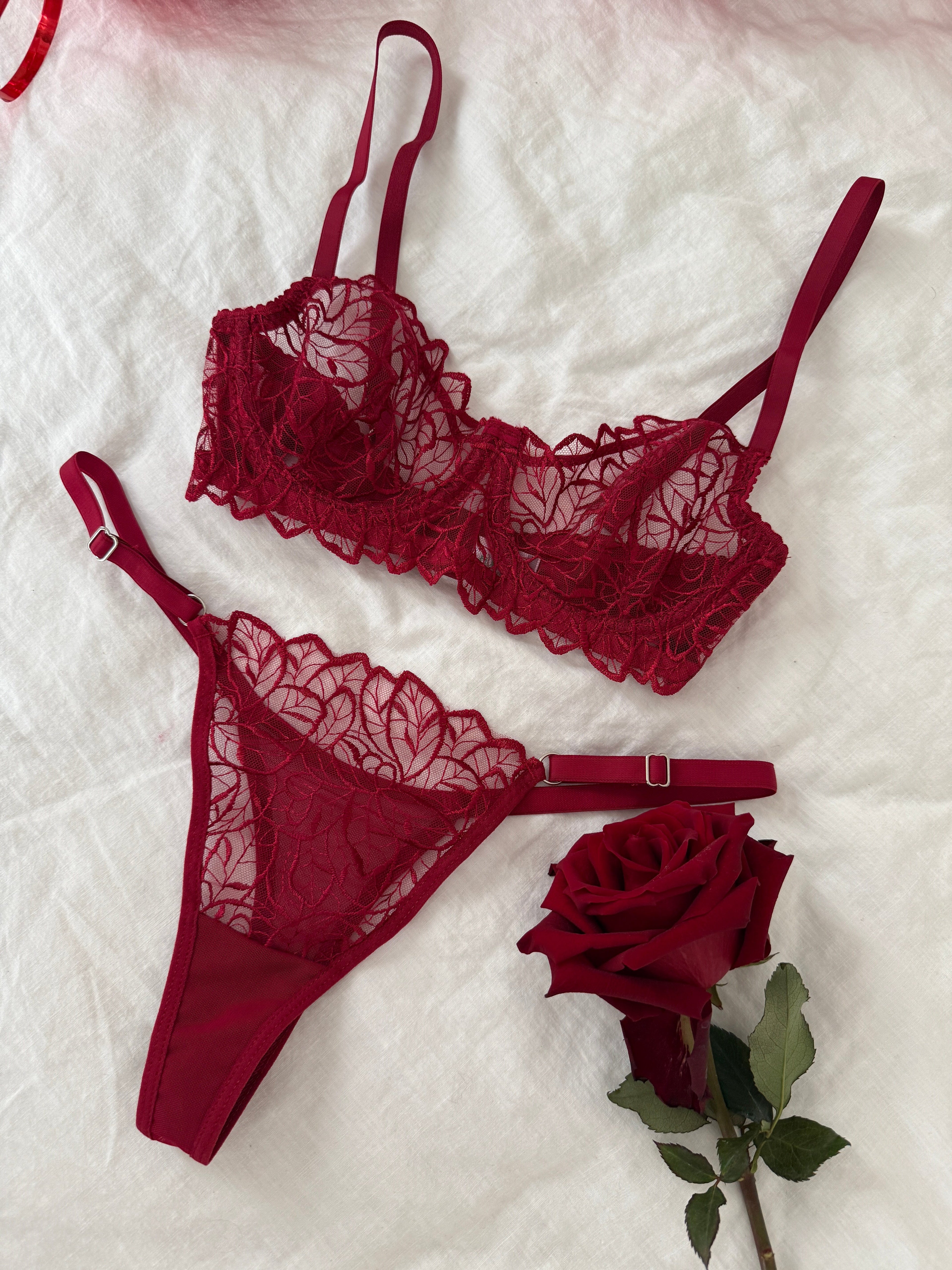 Jasmine Burgundy Bralette Set