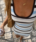 Soleil Knit Dress - Mavi Çizgili Örgü Triko Elbise
