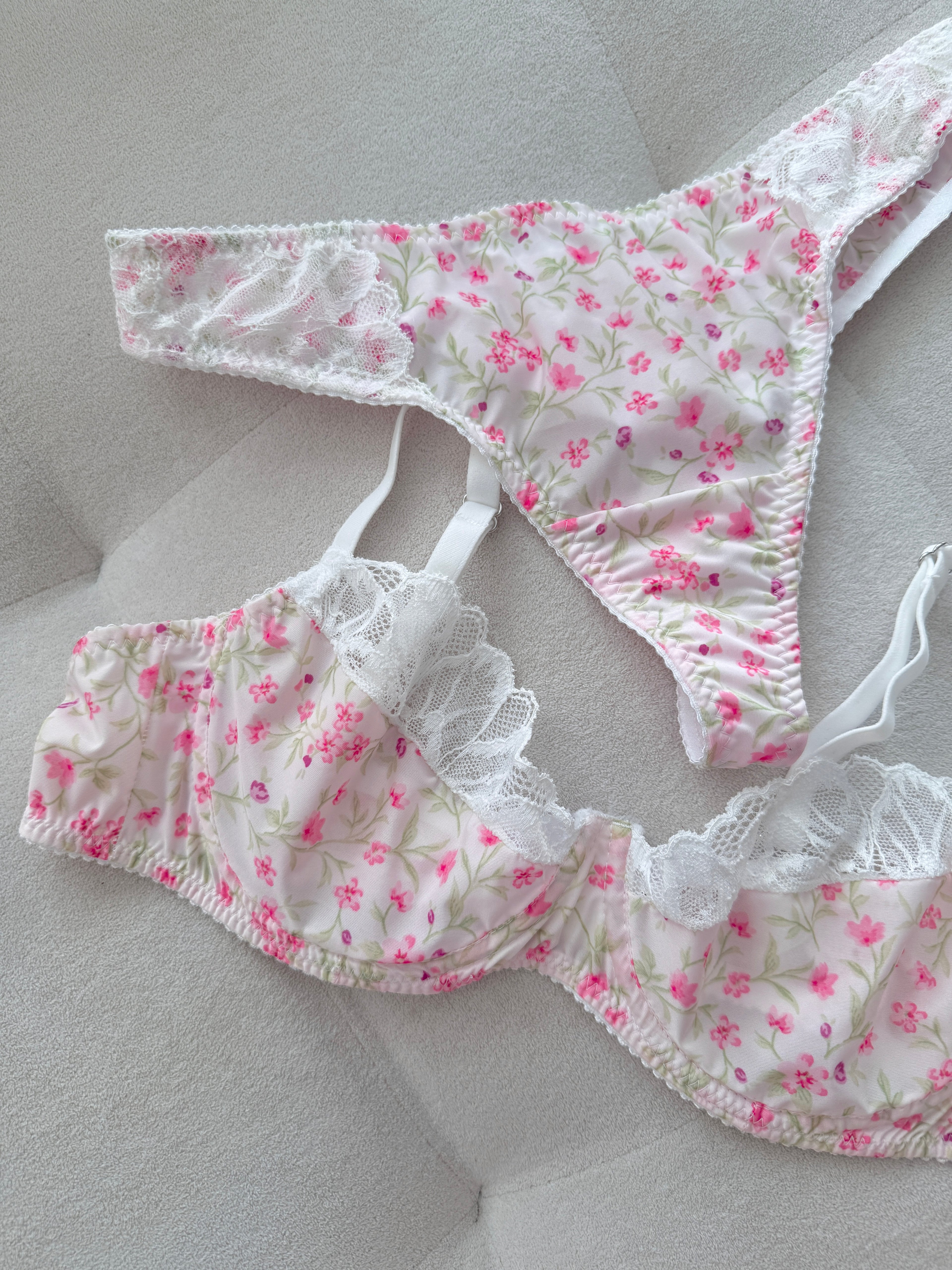 Floral Reverie - Blush Bloom Bralet Takımı