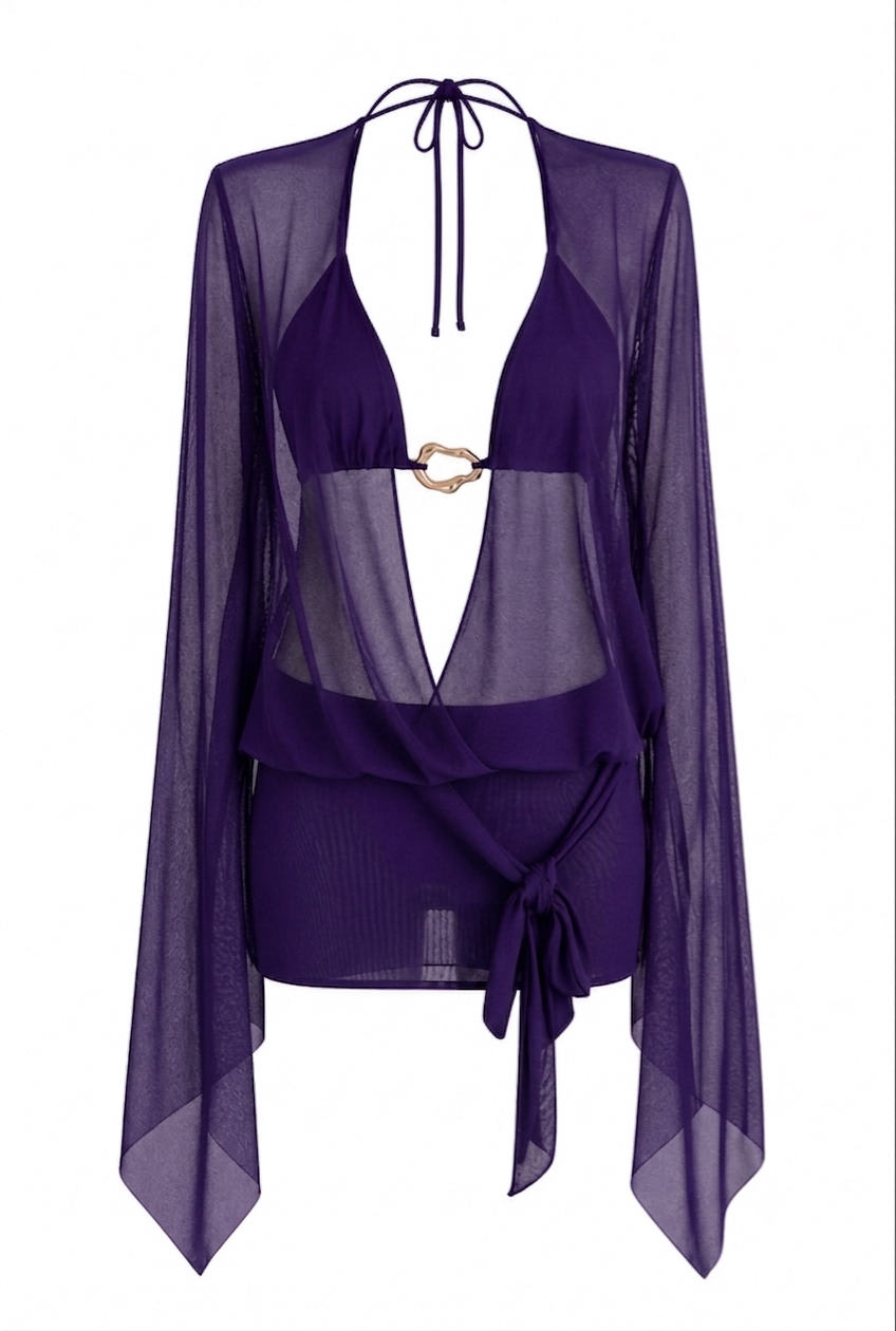 L’Or Noir Veil - Violet Transparan Mini Pareo