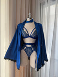 Saks Mavisi Alice Saten Sabahlıklı Set