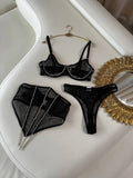 Siyah Parıltılı Korse Detaylı Bralet Takımı