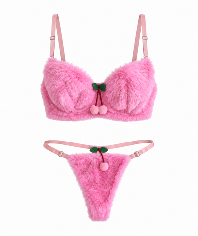 Pembe Peluş Bralet Takımı