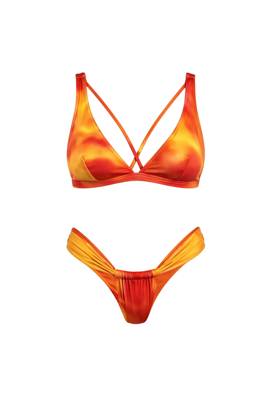 L'Été Sunset Bikini Takımı - Turuncu Degrade Çapraz Detaylı Bikini