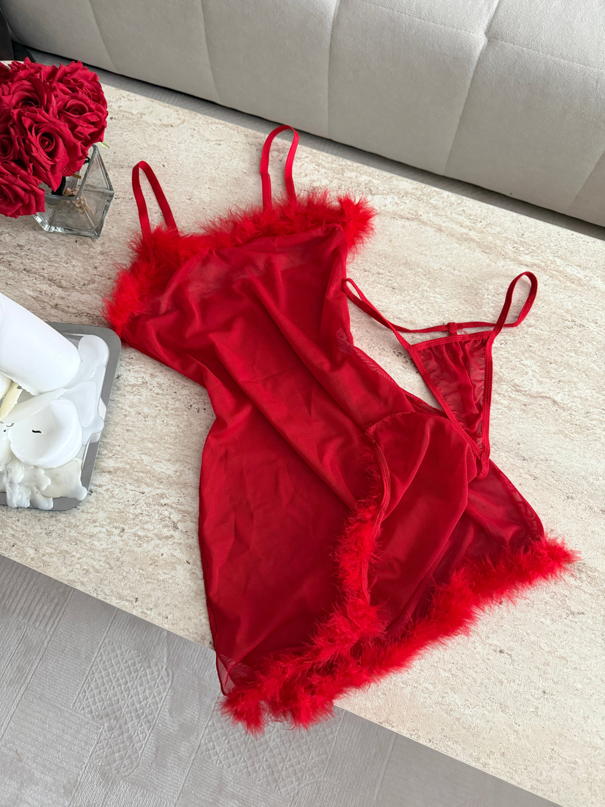 Alberta Kırmızı Tül Babydoll