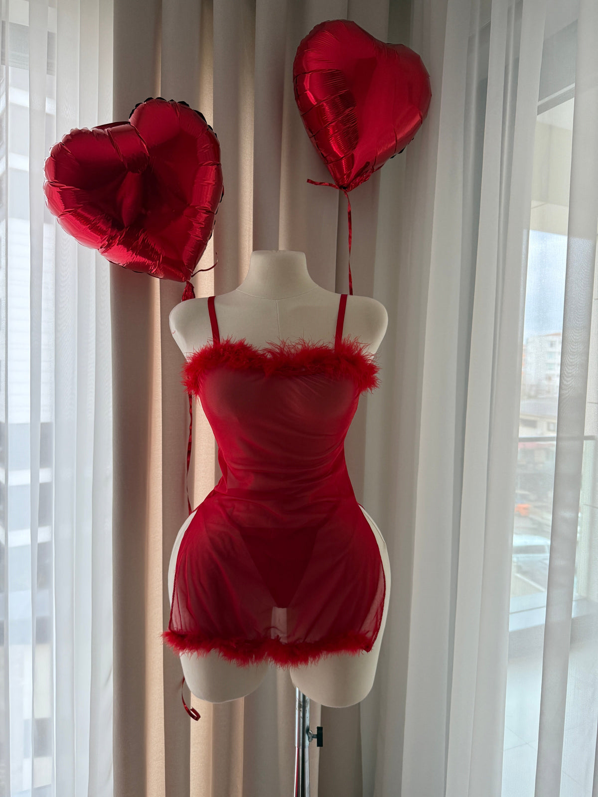 Alberta Kırmızı Tül Babydoll