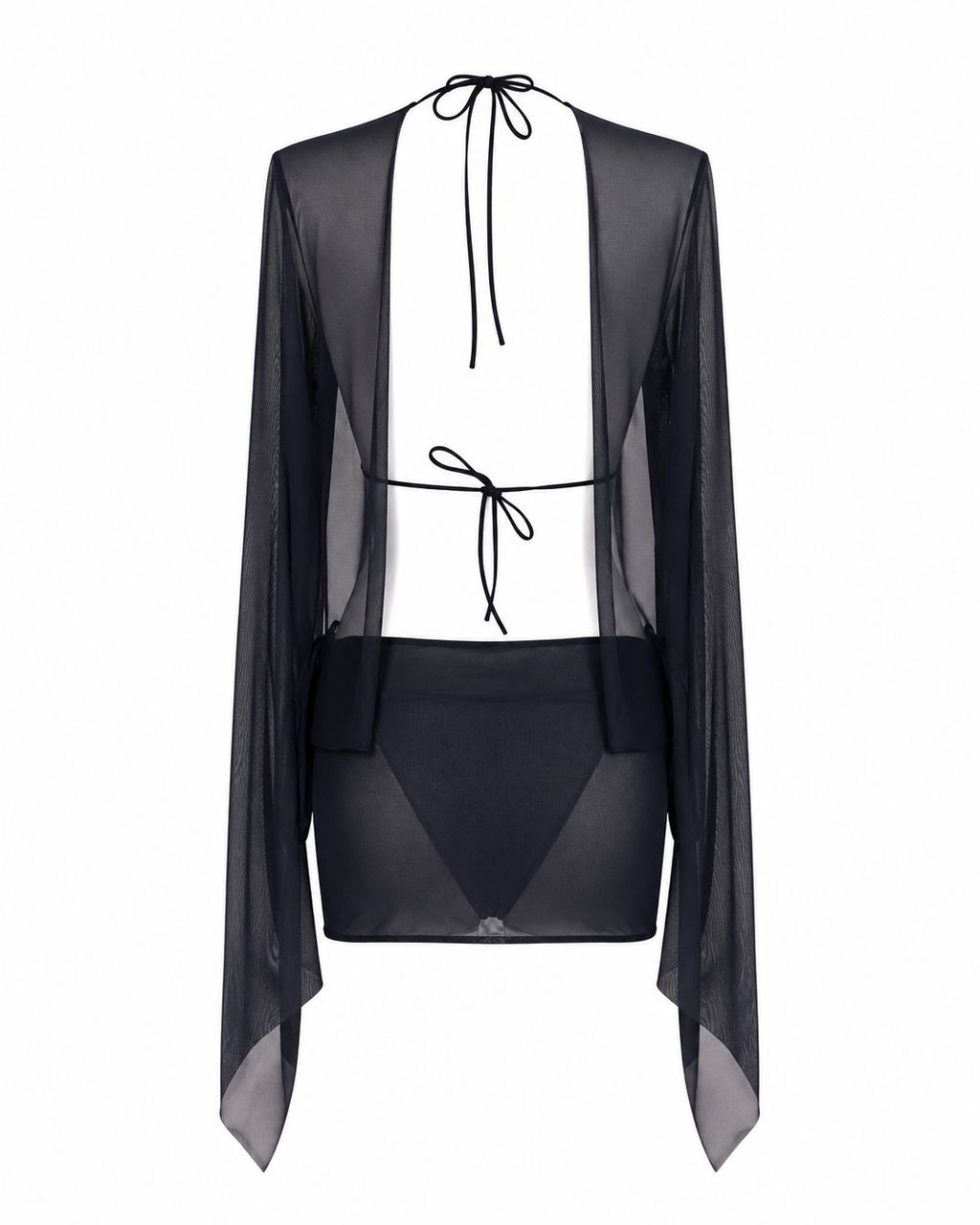 L’Or Noir Veil – Siyah Transparan Mini Pareo