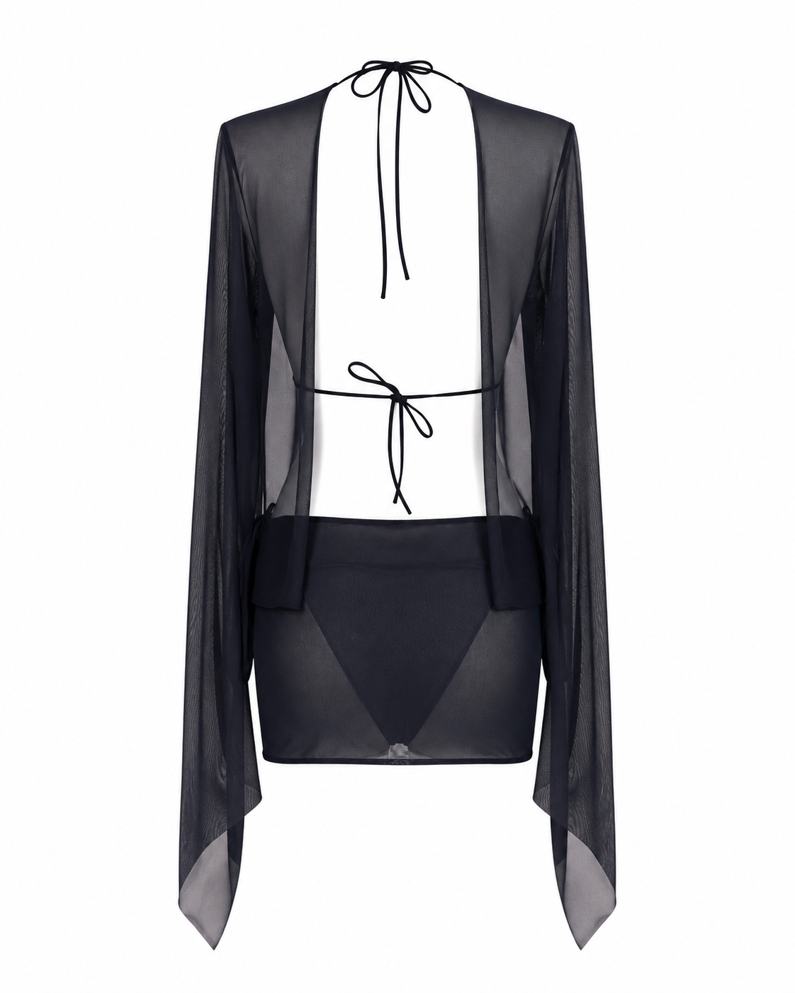 L’Or Noir Veil – Siyah Transparan Mini Pareo