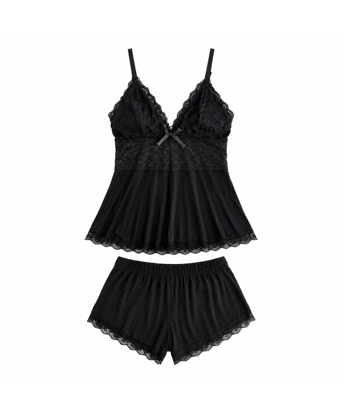 Cloud Kiss Siyah Ultra Yumuşak Pamuklu Şortlu Pijama Takımı