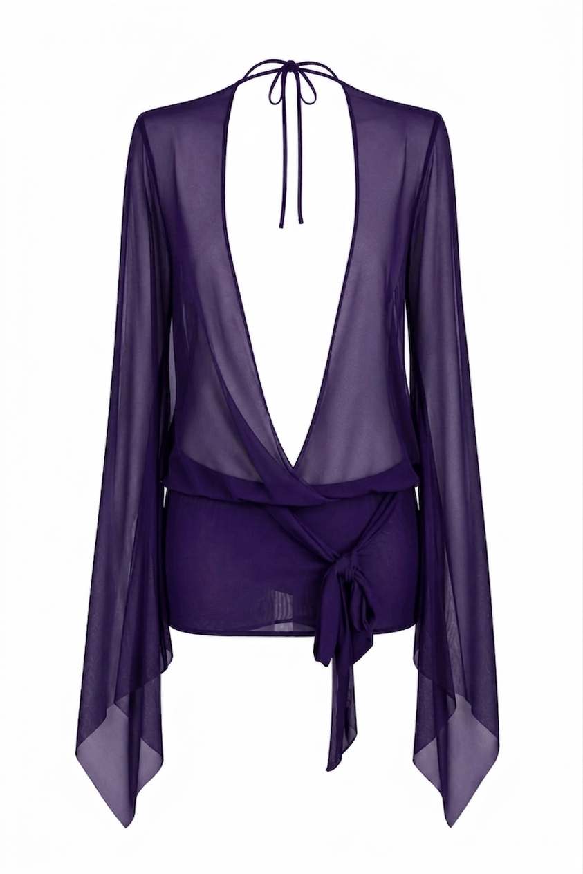 L’Or Noir Veil - Violet Transparan Mini Pareo