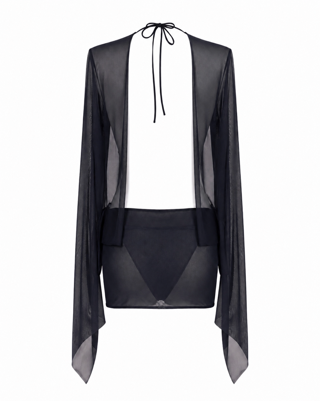 L’Or Noir Veil – Siyah Transparan Mini Pareo