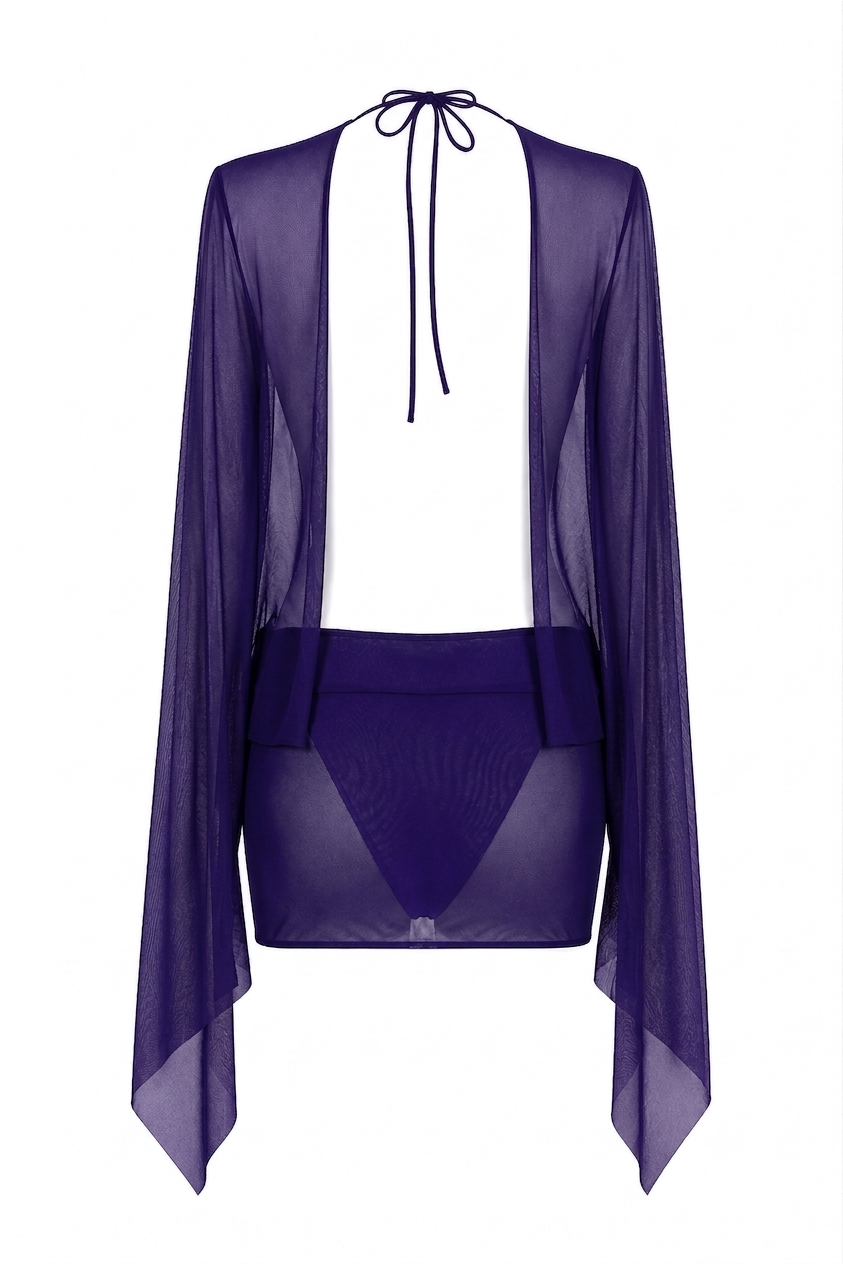 L’Or Noir Veil - Violet Transparan Mini Pareo