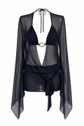 L’Or Noir Veil – Siyah Transparan Mini Pareo