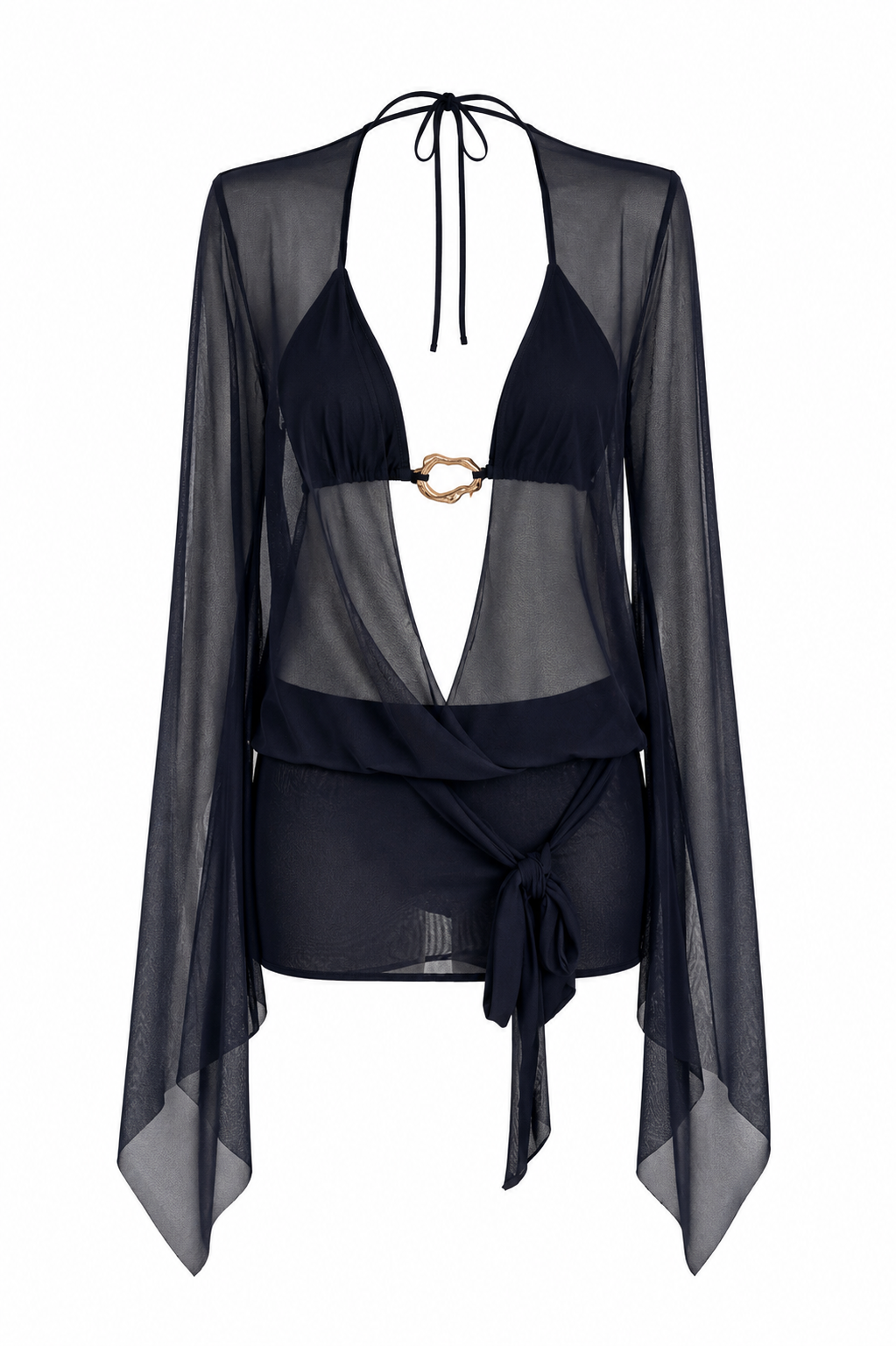 L’Or Noir Veil – Siyah Transparan Mini Pareo