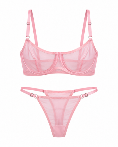 Pudra Pembesi Tül Bralet Takımı