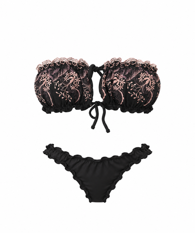 Straplez Nakış Detaylı Bikini Seti