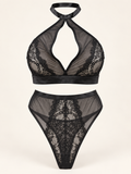 Dantel Detaylı Bralet Takımı + Siyah Jartiyer Çorabı