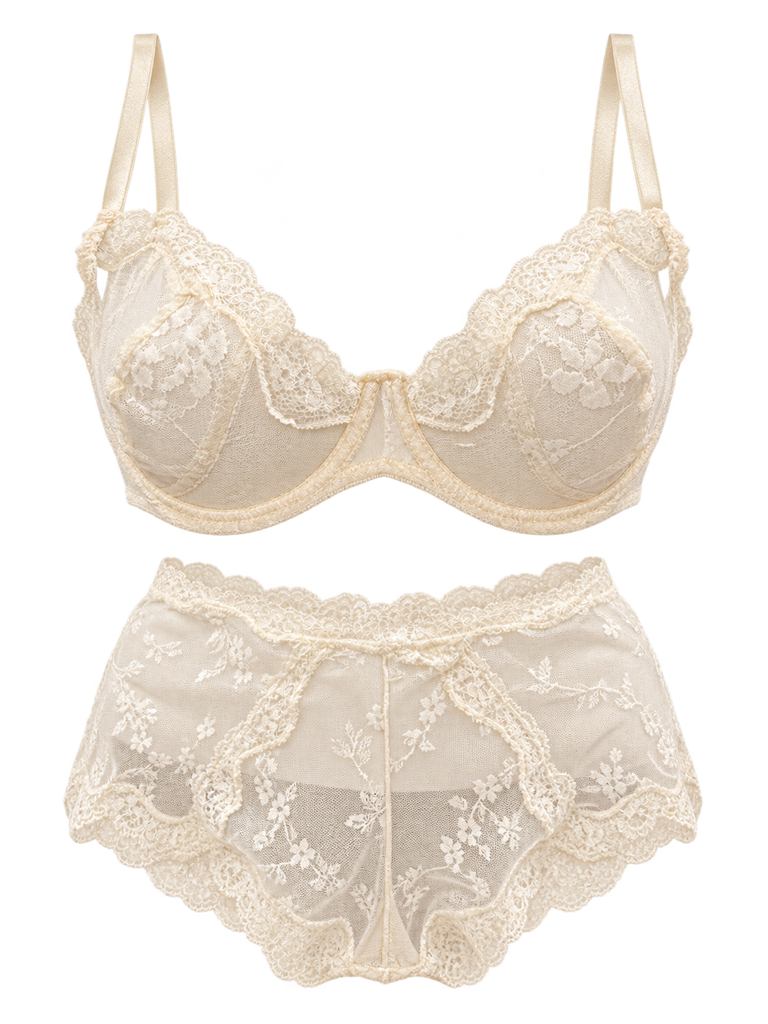 Ekru Dantel Bralet Takımı