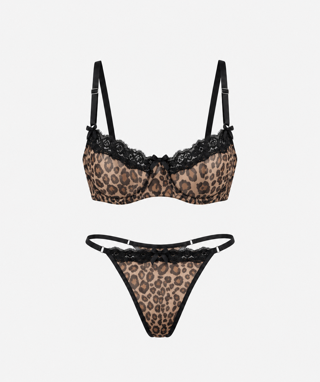 Leopar Desenli Bralet Takımı