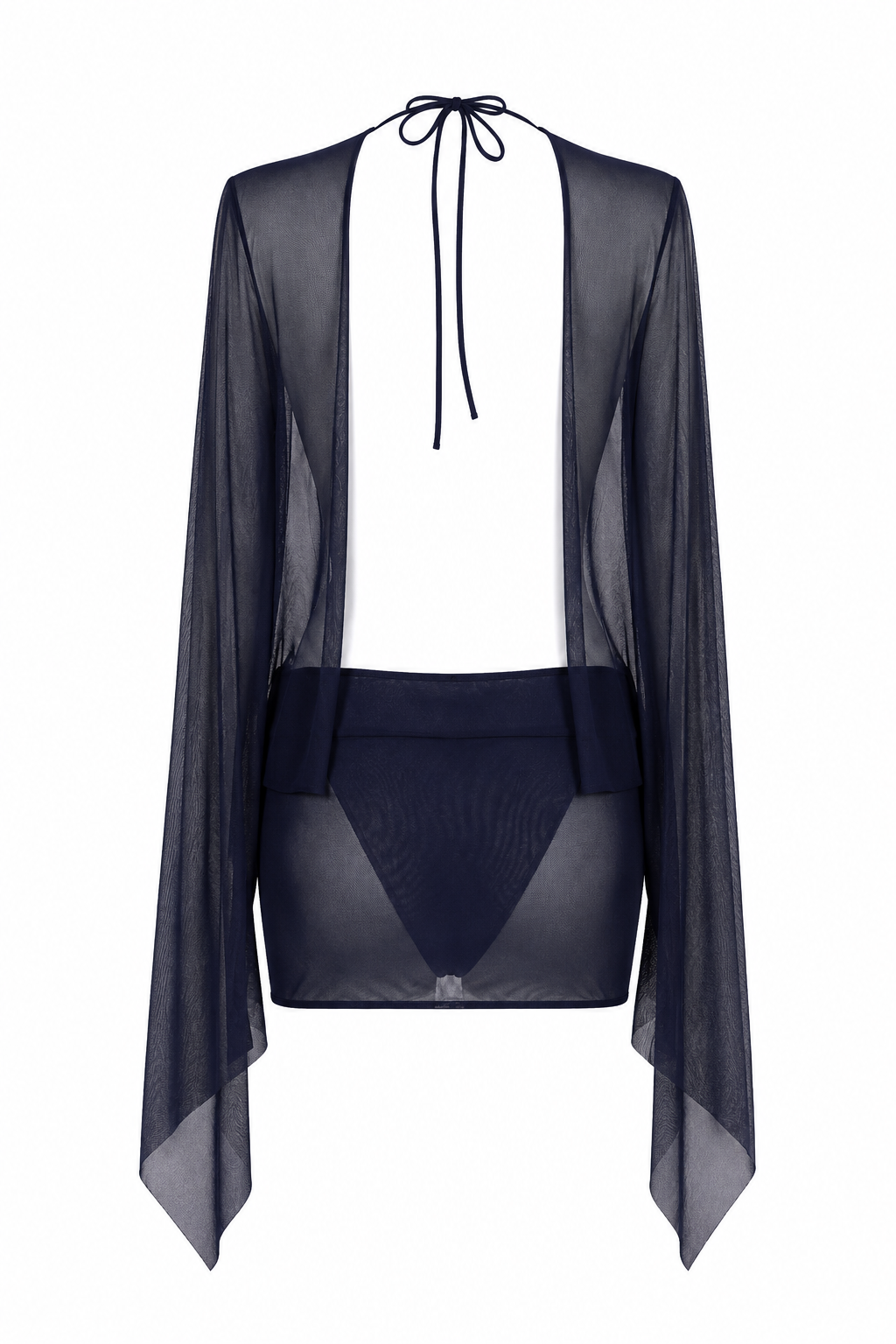 L’Or Noir Veil - Midnight Navy Gece Mavisi Transparan Mini Pareo