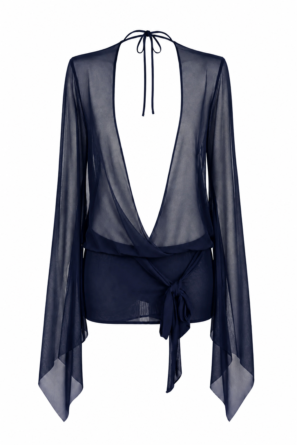 L’Or Noir Veil - Midnight Navy Gece Mavisi Transparan Mini Pareo