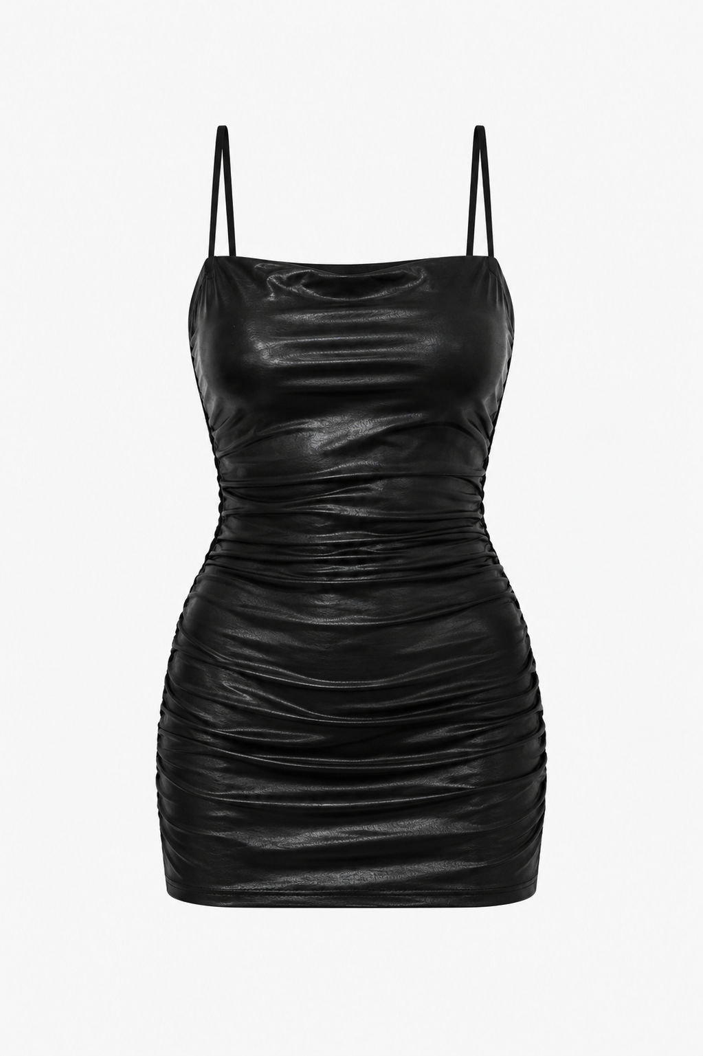 Nuit Éternelle Deri Görünümlü Mini Dress