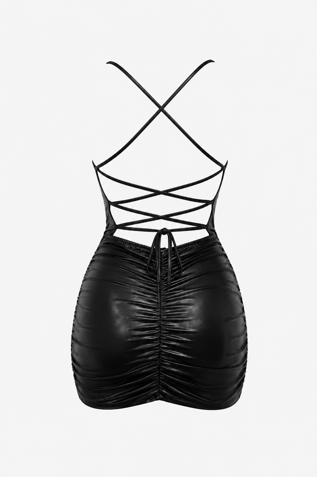 Nuit Éternelle Deri Görünümlü Mini Dress