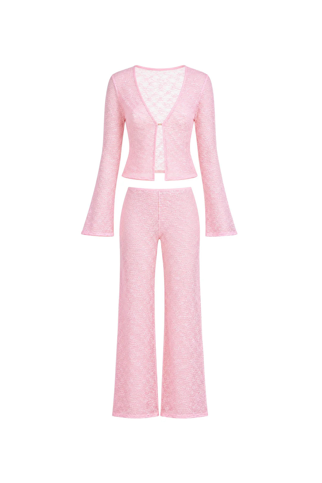 Lace & Lounge: Rose Poudré Yüksel Bel İkili Dantel Set