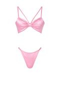 Pembe Saten Kurdale Bralet Takımı