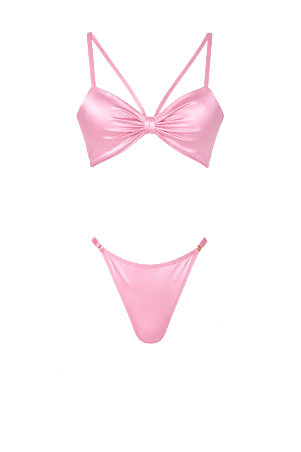 Pembe Saten Kurdale Bralet Takımı
