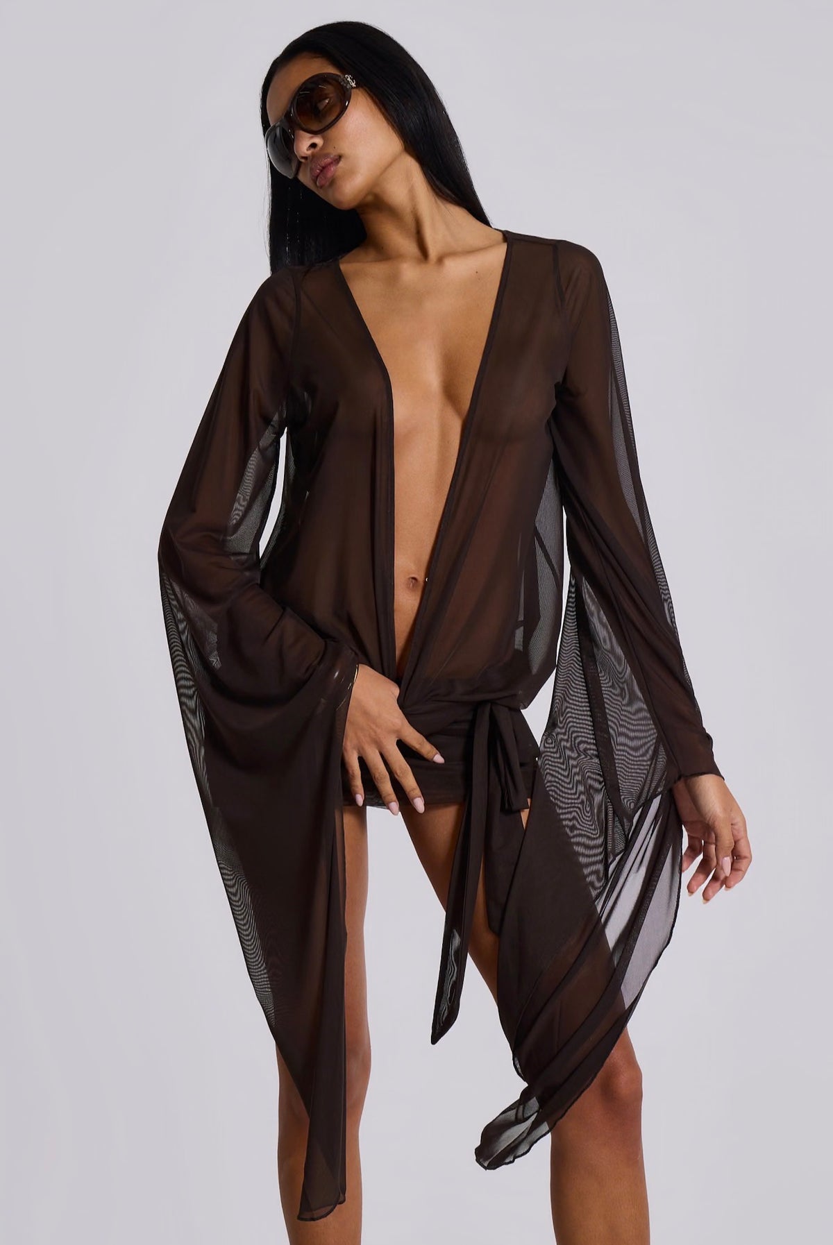 L’Or Noir Veil – Kahverengi Transparan Mini Pareo