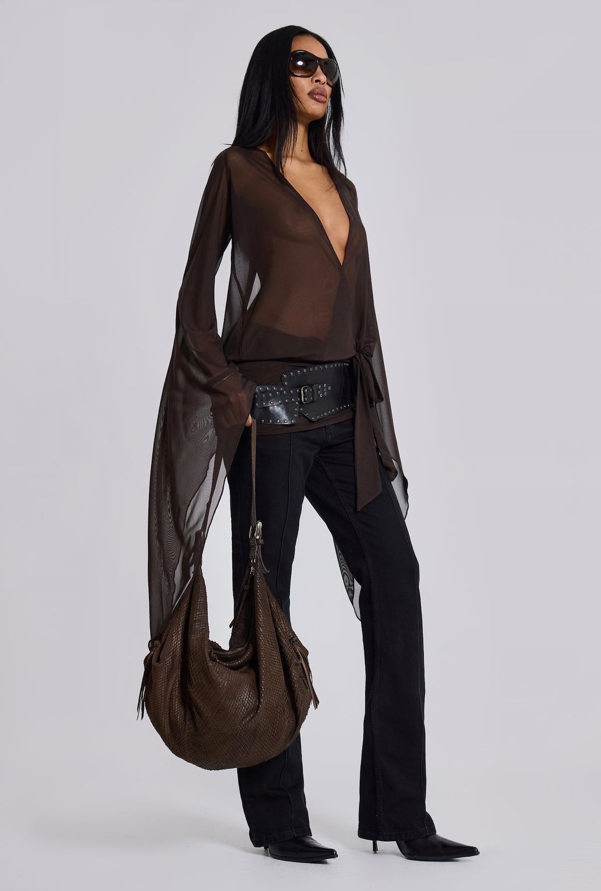 L’Or Noir Veil – Kahverengi Transparan Mini Pareo