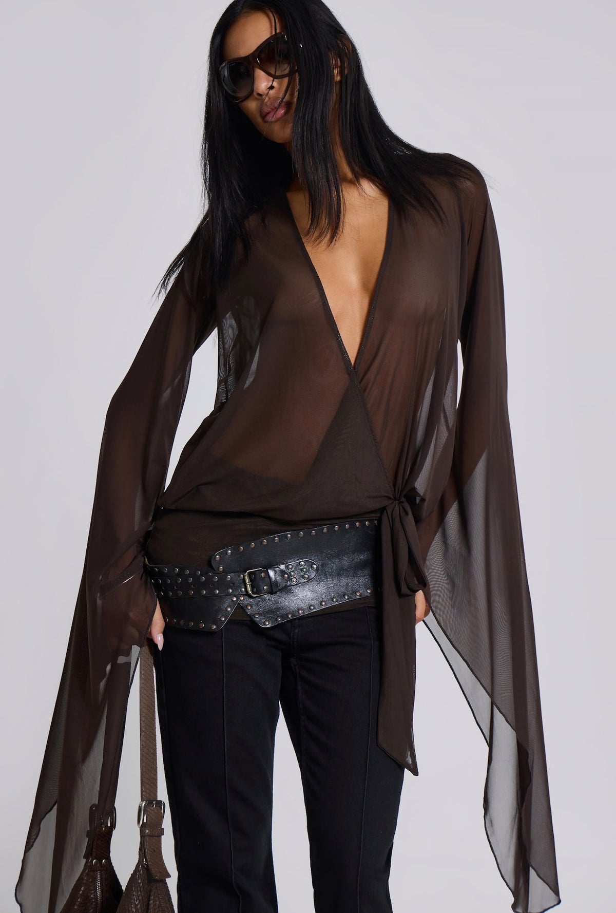 L’Or Noir Veil – Kahverengi Transparan Mini Pareo