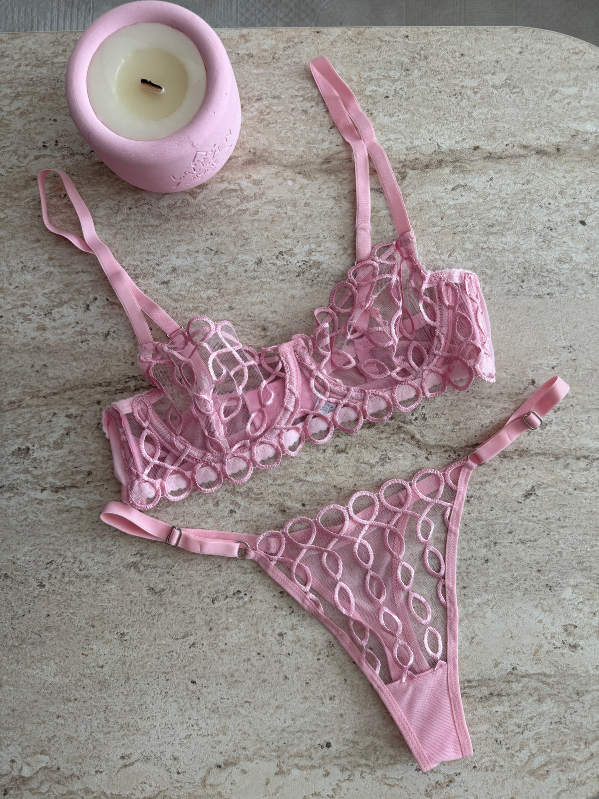 Lolita Pudra Pembesi Bralet Takımı