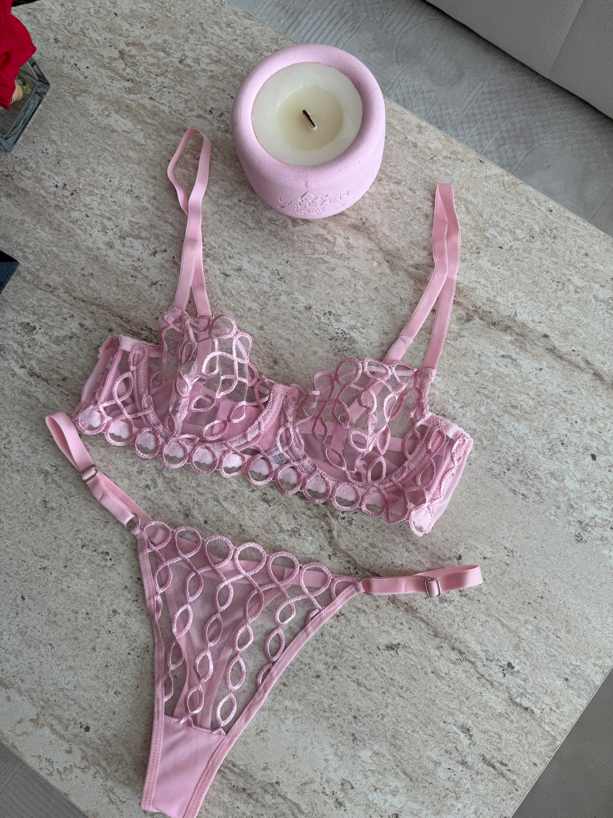 Lolita Pudra Pembesi Bralet Takımı