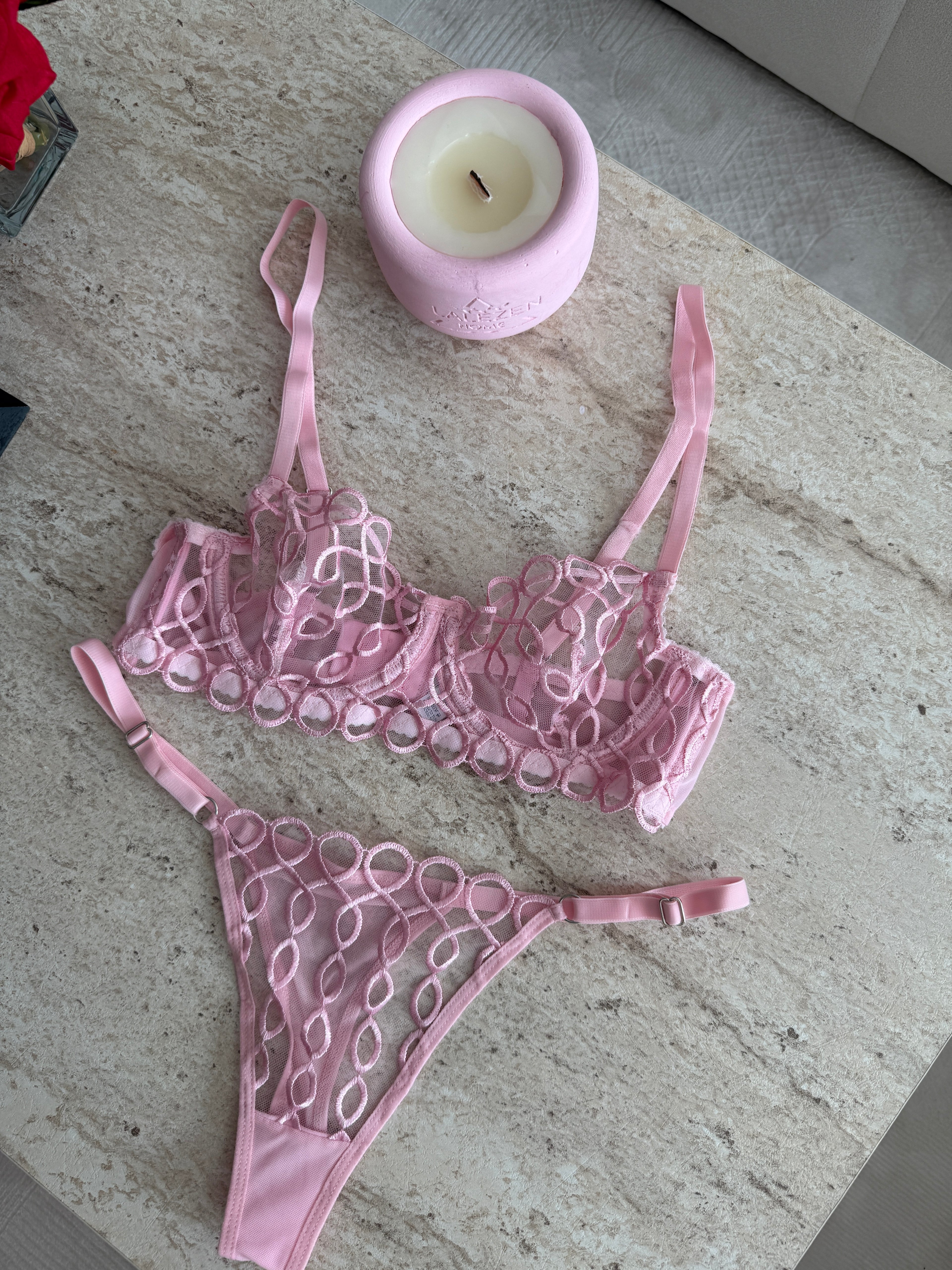 Lolita Pudra Pembesi Bralet Takımı