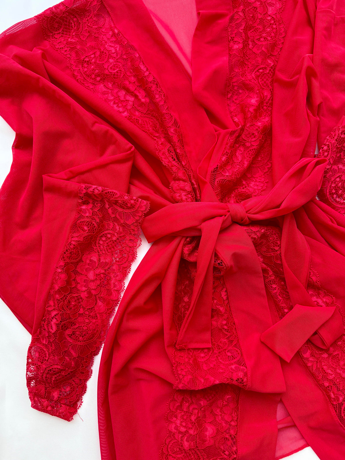 Aida Red Tulle Robe & Garter Set