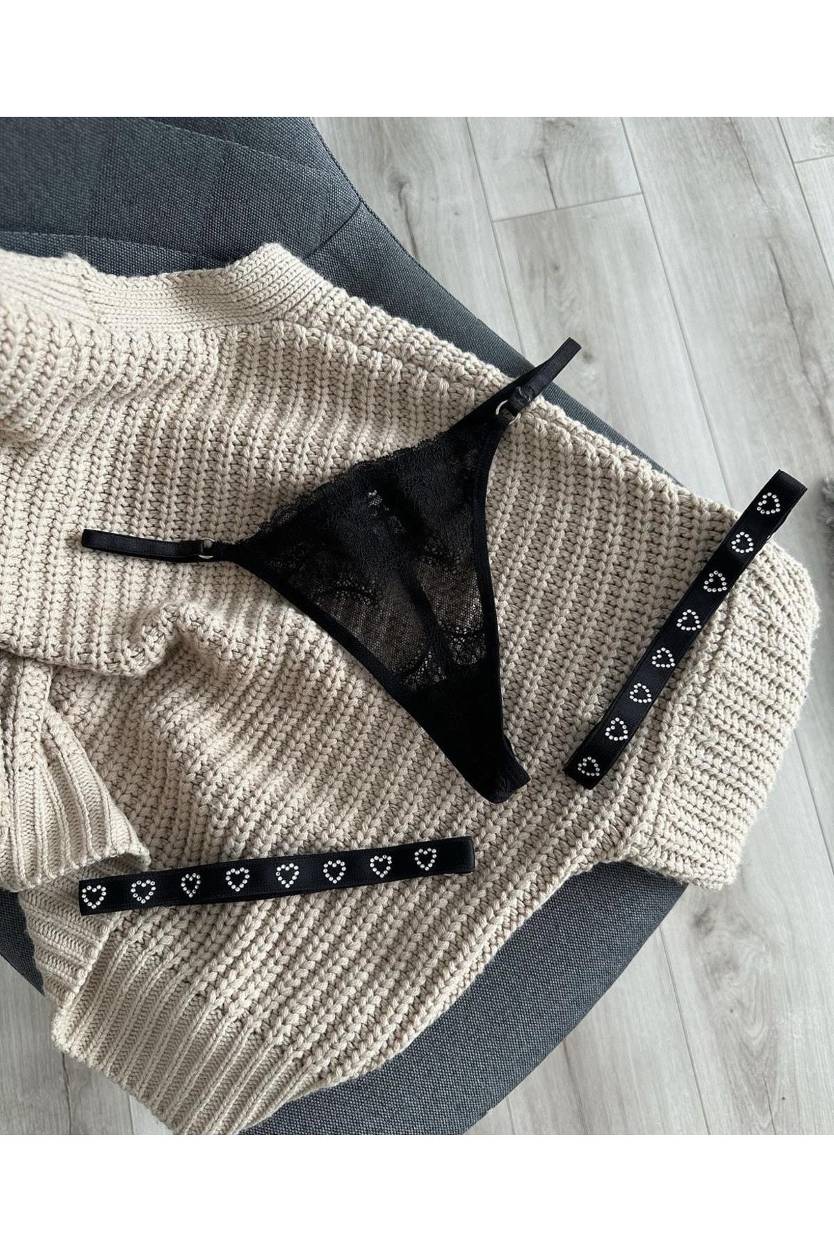 Embellished Panty Set with Leg Accessories