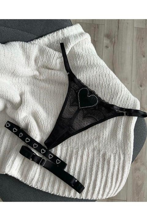 Embellished Panty Set with Leg Accessories