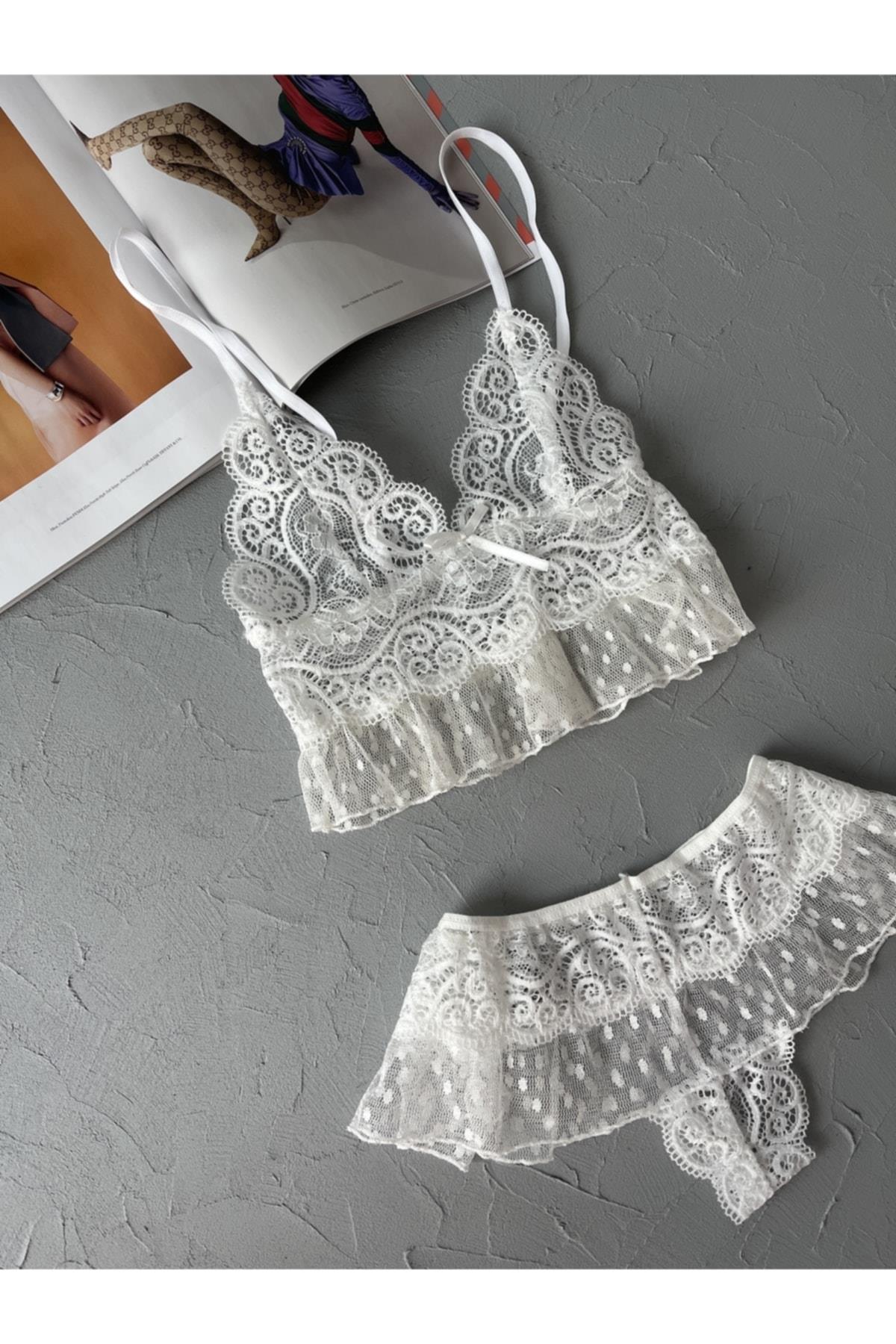 White Lace Bralette Set