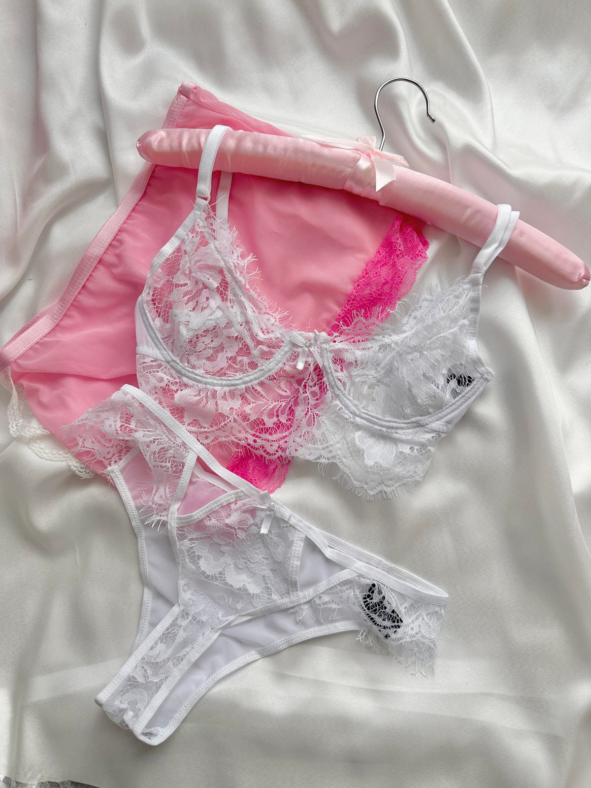 Beyaz Fransız Dantel Bralet Takımı