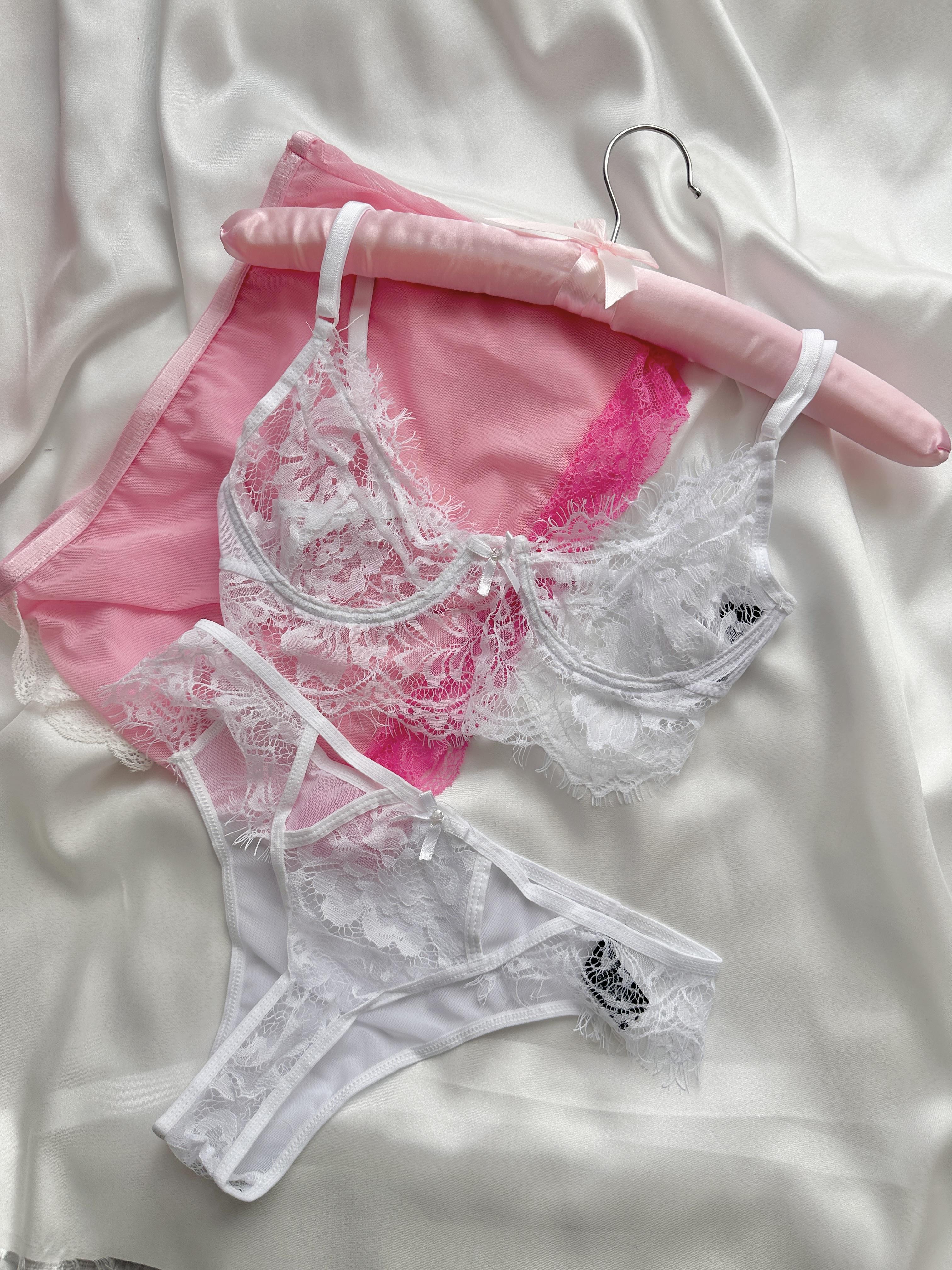 White French Lace Bralette Set