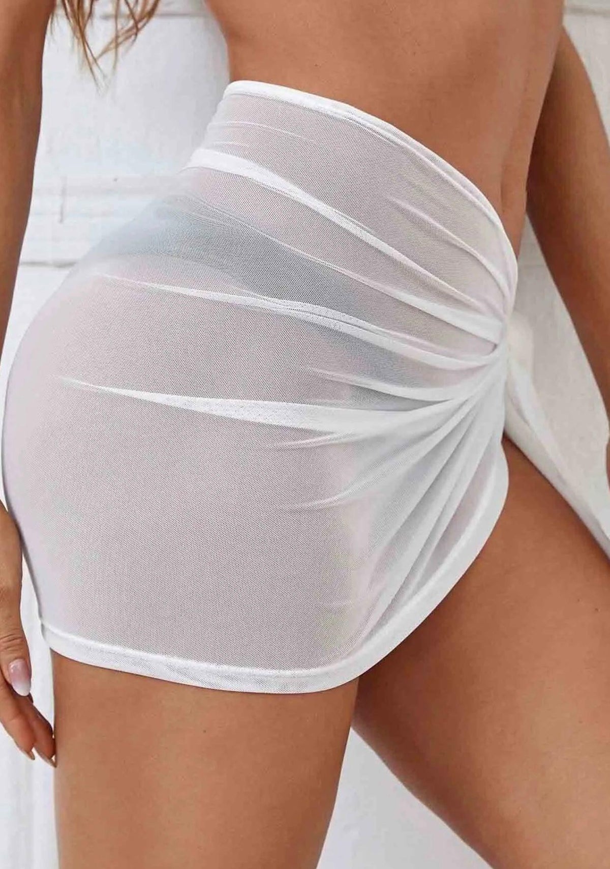 White Thin Tulle Pareo