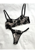 BlackRose Kadın Siyah Çiçek Detaylı Bralet Takımı