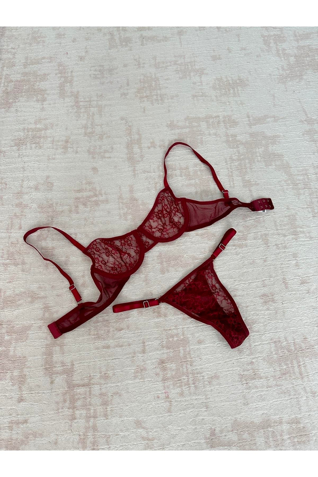 Burgundy Underwired Bralette Set