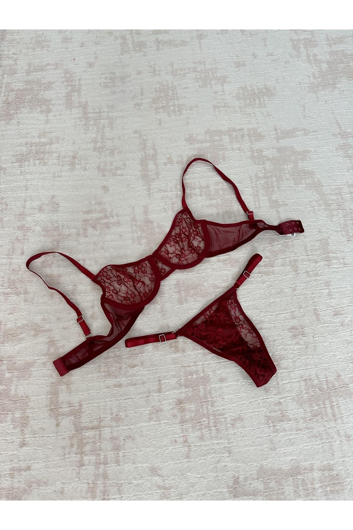 Burgundy Underwired Bralette Set