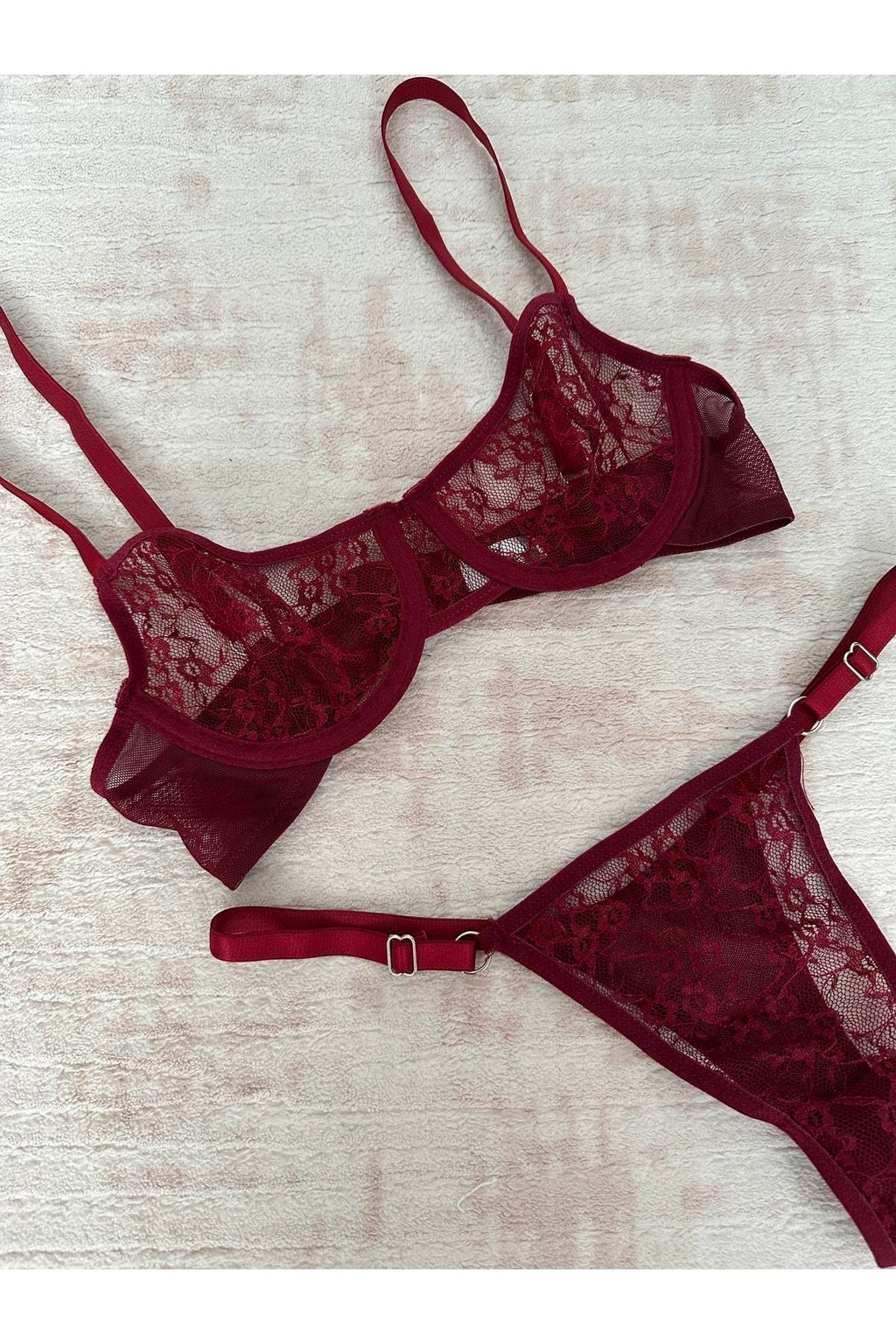 Burgundy Underwired Bralette Set