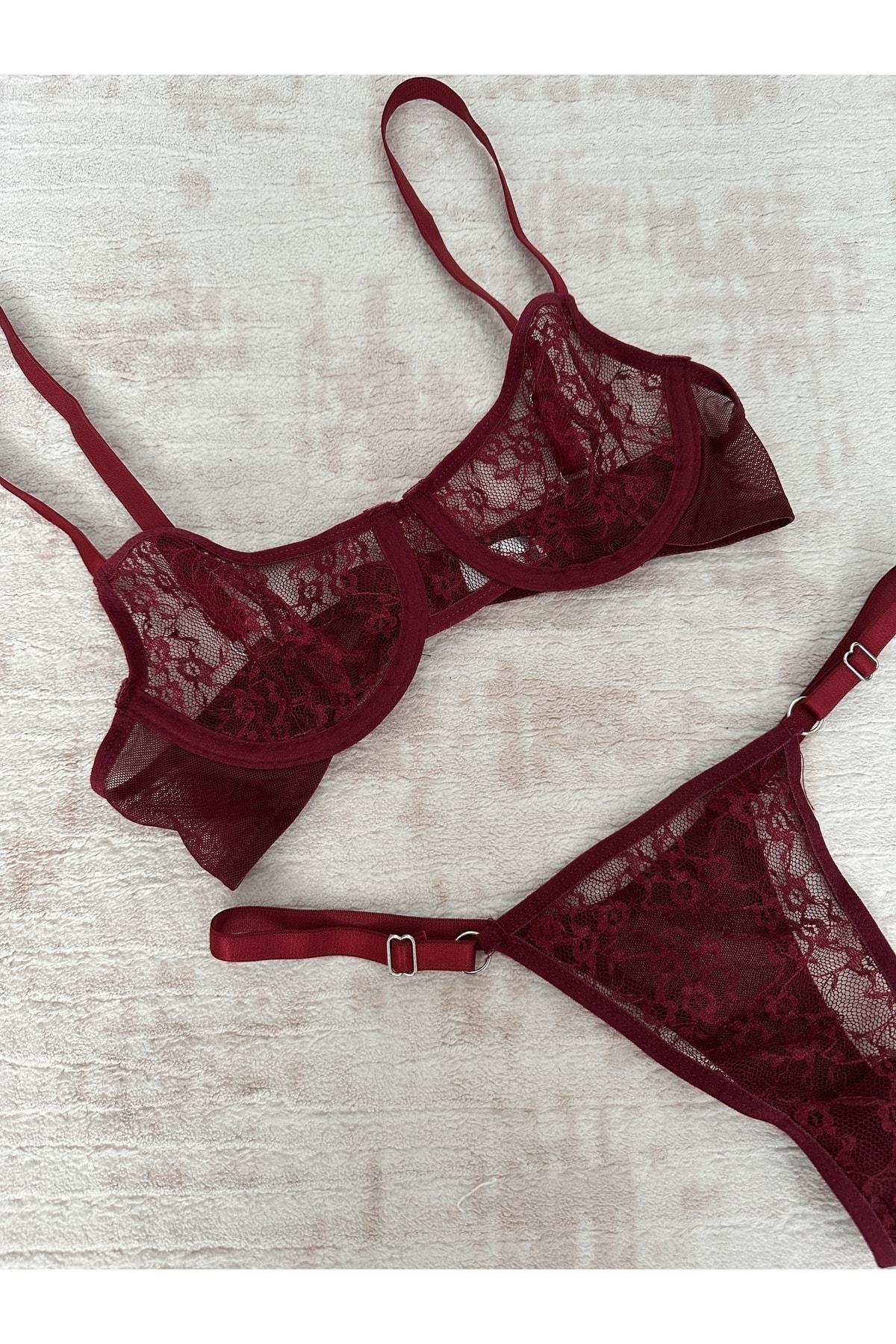 Burgundy Underwired Bralette Set